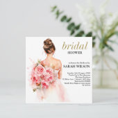 Rose Wasserfarben Hochzeitszunge Einladung (Stehend Vorderseite)