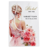 Rose Wasserfarben Hochzeitszunge Mittlere Geschenktüte (Vorderseite)