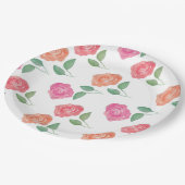 Rose Wasserfarben Pappteller (Schrägansicht)
