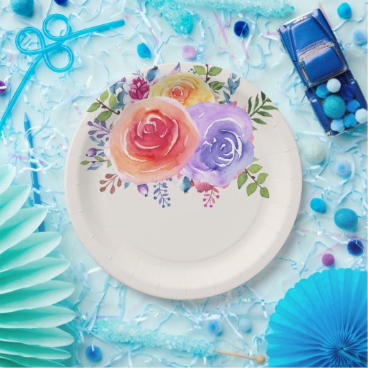 Rose Wasserfarben Pappteller (Party)