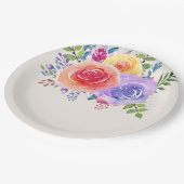 Rose Wasserfarben Pappteller (Schrägansicht)