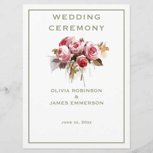 Rose Wasserfarben Rose - Festprogramm Programm (Vorderseite)