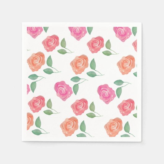 Rose Wasserfarben Serviette (Vorderseite)
