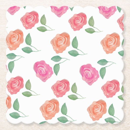 Rose Wasserfarben Untersetzer (Vorderseite)