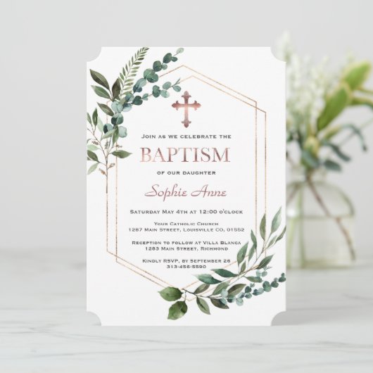 Rose Wasserfarbene Grünanlagen und Gärten Einladung (Stehend Vorderseite)