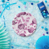 Rose Water Pink Floral Toile Nr. 2 Pappteller (Party)