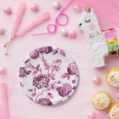 Rose Water Pink Floral Toile Nr. 2 Pappteller (Party)