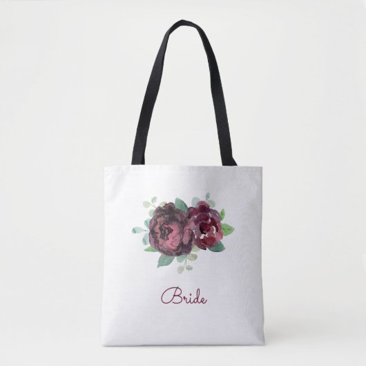 Rose Watercolor Burgund Tasche (Vorderseite)