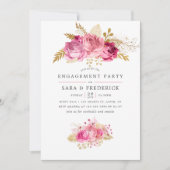 Rose-Watercolor-Engagement-Partei für Rosa und Gol Einladung (Vorderseite)