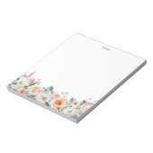 Rose Watercolor Garden Garni Personalisiert Notizblock (Rotiert)