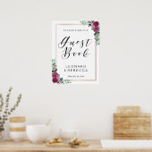 Rose Watercolor Gästebuch-Kalligrafie Poster (Küche)