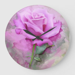 Rose Watercolor Pastel Lilac Große Wanduhr