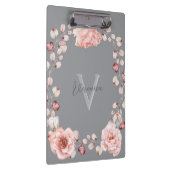 Rose Watercolor Personalisiert | Grau Klemmbrett (Rechts)