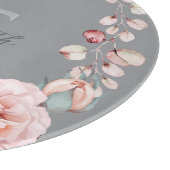 Rose Watercolor Personalisiert | Grau Schneidebrett (Ecke)