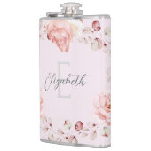 Rose Watercolor Personalisiert | Pink Flachmann (Links)