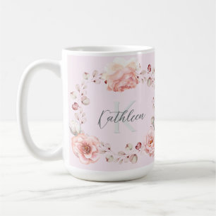 Rose Watercolor Personalisiert   Pink Kaffeetasse
