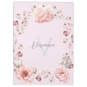 Rose Watercolor Personalisiert | Pink Klemmbrett (Rückseite)