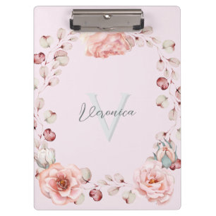 Rose Watercolor Personalisiert Pink Klemmbrett