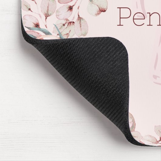 Rose Watercolor Personalisiert | Pink Mousepad (Ecke)