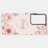Rose Watercolor Personalisiert | Pink Samsung Galaxy Hülle (Linke Seite)