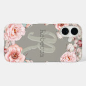 Rose Watercolor Personalisiert | Sage Green Case-Mate iPhone Hülle (Rückseite (Horizontal))