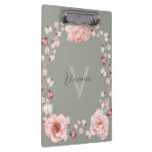 Rose Watercolor Personalisiert | Sage Green Klemmbrett (Rechts)