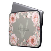Rose Watercolor Personalisiert | Sage Green Laptopschutzhülle (Vorderseite Links)