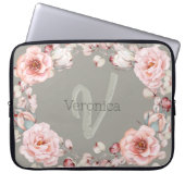 Rose Watercolor Personalisiert | Sage Green Laptopschutzhülle (Vorderseite)