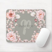 Rose Watercolor Personalisiert | Sage Green Mousepad (Mit Mouse)