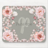 Rose Watercolor Personalisiert | Sage Green Mousepad (Vorne)