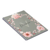 Rose Watercolor Personalisiert | Sage Green Notizblock (Rechte Seite)
