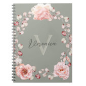Rose Watercolor Personalisiert | Sage Green Notizblock (Vorderseite)