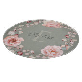Rose Watercolor Personalisiert | Sage Green Schneidebrett (Ecke)