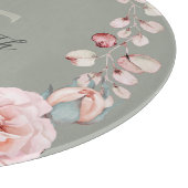 Rose Watercolor Personalisiert | Sage Green Schneidebrett (Ecke)