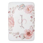 Rose Watercolor Personalisiert | Weiß Badematte (Vorderseite Vertikal)