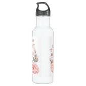 Rose Watercolor Personalisiert | Weiß Edelstahlflasche (Rückseite)