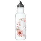 Rose Watercolor Personalisiert | Weiß Edelstahlflasche (Links)