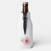 Rose Watercolor Personalisiert | Weiß Flaschenkühler (Flasche Rückseite)