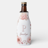 Rose Watercolor Personalisiert | Weiß Flaschenkühler (Flaschenvorderseite)