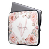 Rose Watercolor Personalisiert | Weiß Laptopschutzhülle (Vorderseite Links)