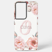 Rose Watercolor Personalisiert | Weiß Samsung Galaxy Hülle (Rückseite)