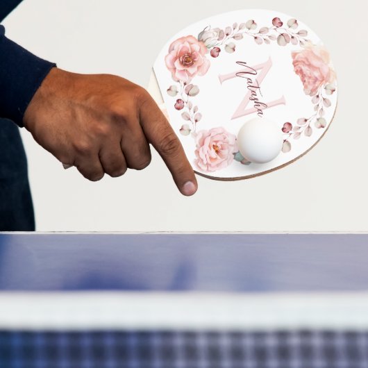 Rose Watercolor Personalisiert | Weiß Tischtennis Schläger (InSitu)