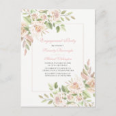 Rose Watercolor Pink Floral Engagement Party Einladungspostkarte (Vorderseite)