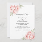 Rose Watercolor Pink Floral Engagement Party Invas Einladung (Vorderseite)