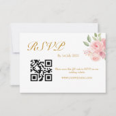 ROSE Watercolor QR-Code RSVP Karte (Vorderseite)