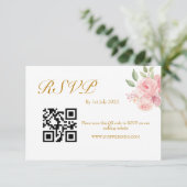 ROSE Watercolor QR-Code RSVP Karte (Stehend Vorderseite)