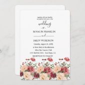 rose watercolor wedding Invitation Einladung (Vorne/Hinten)