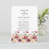 rose watercolor wedding Invitation Einladung (Stehend Vorderseite)