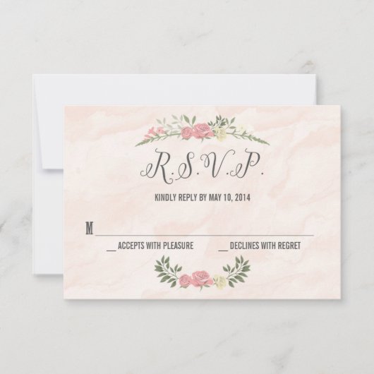 Rose Watercolor Wedding RSVP Card Karte (Vorderseite)