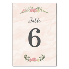 Rose Watercolor Wedding Tischnummer Card
